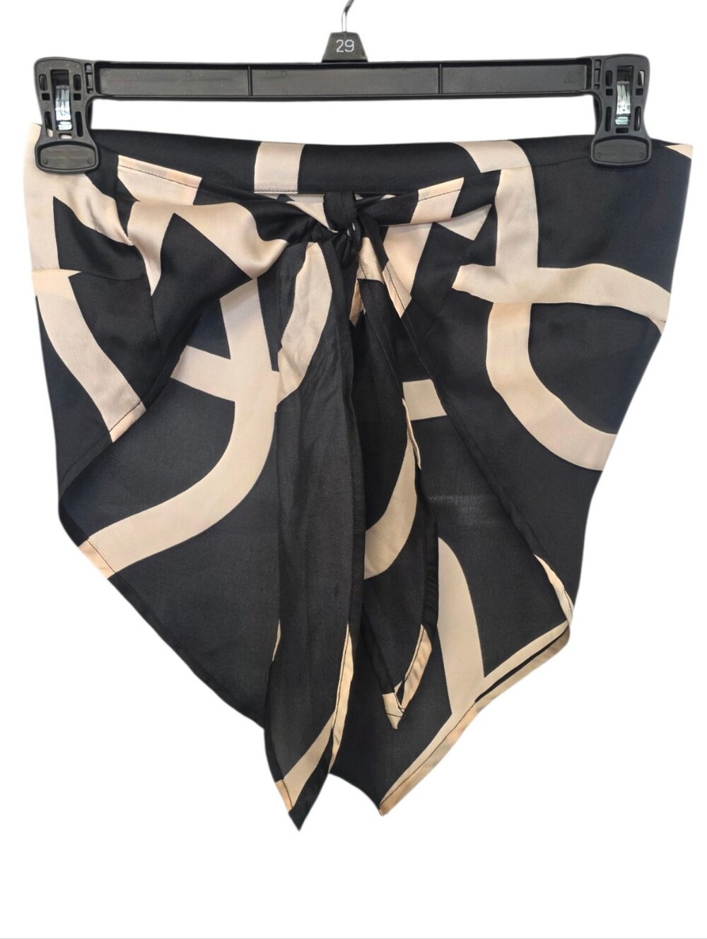 Silk Black and Cream Geometric Bandeau TOP-XL